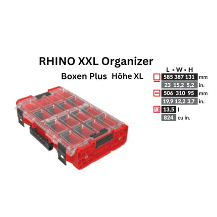 Toolbrothers RHINO XXL Organizer ULTRA Höhe XL Boxen+ 13,5 l IP66 mit herausnehmbaren Boxen + Trennwänden