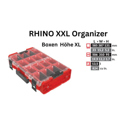 Toolbrothers RHINO XXL organiser ULTRA height XL boxes 13.5 l IP66 with removable boxes + dividers