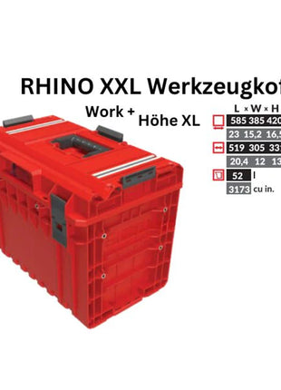 Toolbrothers Maletín de herramientas RHINO XXL ULTRA Work+ altura XL Organizador modular personalizado 585 x 385 x 420 mm 52 l apilable IP66