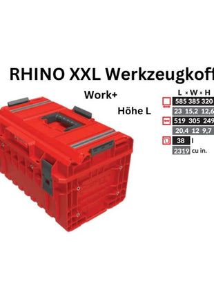 Toolbrothers RHINO XXL Werkzeugkoffer ULTRA Work+ Höhe L 38 l IP66 mit herausnehmbaren Trennwänden