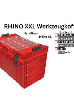 Toolbrothers Maletín de herramientas RHINO XXL ULTRA Handling+ altura XL Organizador modular personalizado 585 x 385 x 420 mm 52 l apilable IP66