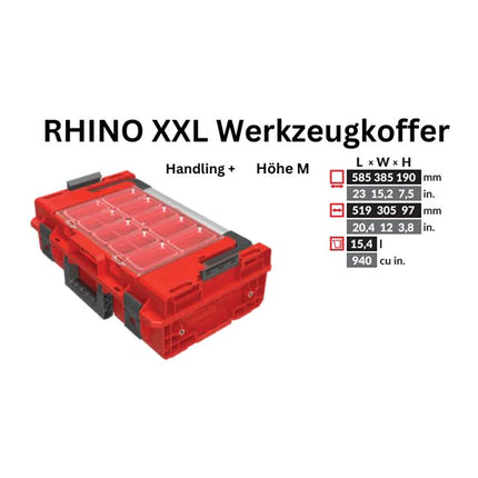 Toolbrothers RHINO XXL walizka narzędziowa ULTRA Handling+ wysokość M 15,4 l IP66 z wyjmowanymi przegrodami + pudełka