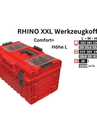 Toolbrothers RHINO XXL walizka narzędziowa ULTRA Comfort+ wysokość L Niestandardowy organizer modułowy 585 x 385 x 320 mm 38 l możliwość sztaplowania IP66