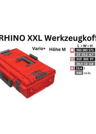 Toolbrothers RHINO XXL Werkzeugkoffer ULTRA Vario+ Höhe M 15,4 l IP66 mit herausnehmbaren Trennwänden