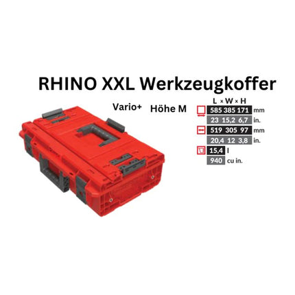 Toolbrothers RHINO XXL Valigia portautensili ULTRA Vario+ altezza M 15,4 l IP66 con divisori estraibili