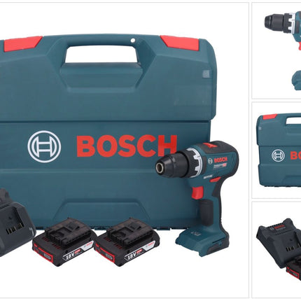 Bosch GSR 18V-55 Taladro atornillador a batería profesional 18 V 55 Nm sin escobillas + 2x acumulador 2,0 Ah + cargador + maletín en L