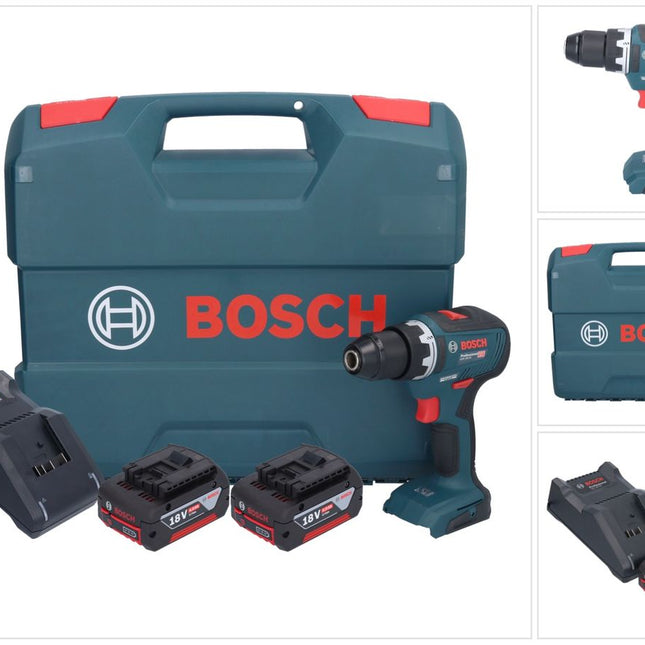 Bosch GSR 18V-55 Taladro atornillador a batería profesional 18 V 55 Nm sin escobillas + 2x acumulador 4,0 Ah + cargador + maletín en L