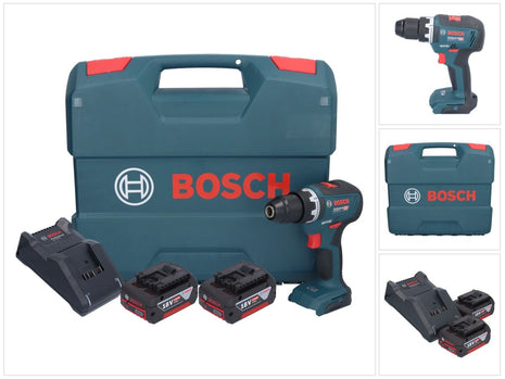 Bosch GSR 18V-55 Trapano avvitatore professionale a batteria 18 V 55 Nm brushless + 2x batteria ricaricabile 4,0 Ah + caricabatterie + valigetta a L