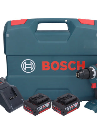 Bosch GSR 18V-55 Taladro atornillador inalámbrico profesional 18 V 55 Nm sin escobillas + 2 baterías 4,0 Ah + cargador + maletín en L