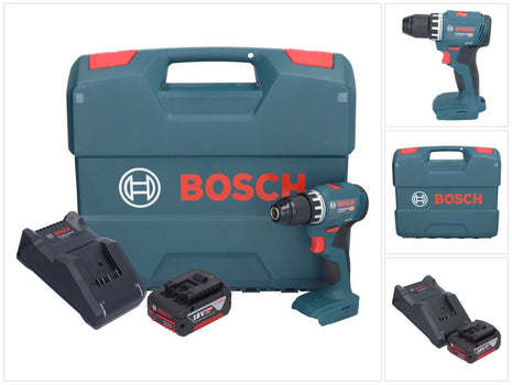 Bosch GSR 18V-45 Taladro atornillador inalámbrico profesional 18 V 45 Nm sin escobillas + 1x batería 4,0 Ah + cargador + maletín L