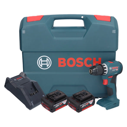 Bosch GSR 18V-45 Taladro atornillador inalámbrico profesional 18 V 45 Nm sin escobillas + 2 baterías 5,0 Ah + cargador + maletín L