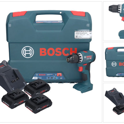 Bosch GSR 18V-45 Professional Akku Bohrschrauber 18 V 45 Nm Brushless ( 0615A5002N ) + 3x ProCORE Akku 4,0 Ah + Ladegerät + L-Case