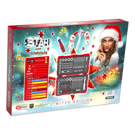 KS Tools Adventskalender „Stahl statt Schokolade“ 2023 mit 42 tlg. 1/4" Torsions Bit Set ( 999.2222 )