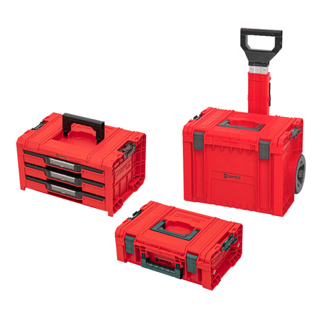 Qbrick System PRO RED ULTRA HD chariot à outils ensemble 3 en 1 tiroir 3 boîte à outils 2.0 expert + mallette technologique PRO 2.0 + chariot PRO 2.0