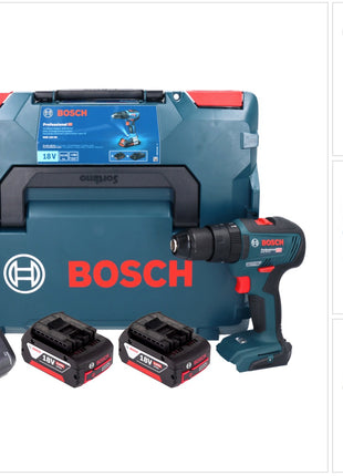 Perceuse à percussion sans fil Bosch GSB 18V-55 Professional 18 V 55 Nm sans balais (06019H5300) + 2 batteries 4,0 Ah + chargeur + L-Boxx