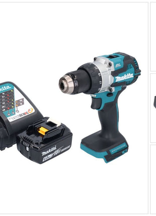 Makita DHP 489 RG1 Perceuse-visseuse à percussion sans fil 18 V 73 Nm Brushless + 1x batterie 6,0 Ah + chargeur