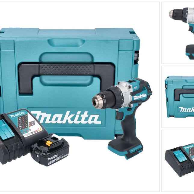 Taladro de percusión sin cable Makita DHP 489 RF1J 18 V 73 Nm sin escobillas + 1x batería recargable 3,0 Ah + cargador + Makpac