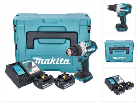 Makita DHP 489 RFJ akumulatorowa wiertarka udarowa 18 V 73 Nm bezszczotkowa + 2x akumulator 3,0 Ah + ładowarka + Makpac