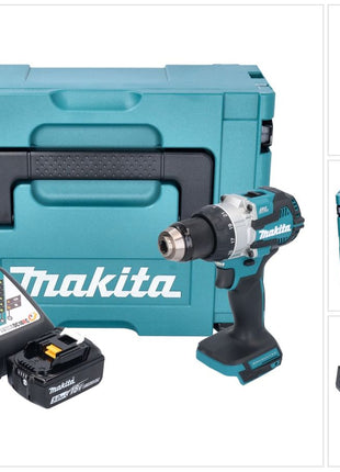 Taladro percutor inalámbrico Makita DHP 489 RT1J 18 V 73 Nm sin escobillas + 1x batería 5,0 Ah + cargador + Makpac