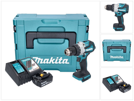 Makita DHP 489 RT1J Perceuse-visseuse à percussion sans fil 18 V 73 Nm Brushless + 1x batterie 5,0 Ah + chargeur + Makpac