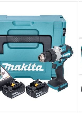 Taladro percutor inalámbrico Makita DHP 489 RTJ 18 V 73 Nm sin escobillas + 2x baterías 5,0 Ah + cargador + Makpac