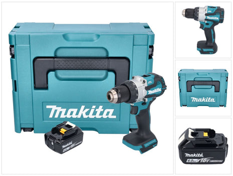 Makita DHP 489 G1J taladro percutor inalámbrico 18 V 73 Nm sin escobillas + 1x batería 6,0 Ah + Makpac - sin cargador