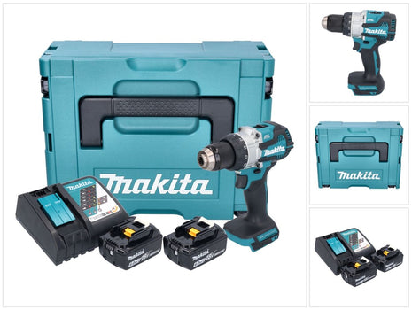 Taladro percutor inalámbrico Makita DHP 489 RGJ 18 V 73 Nm sin escobillas + 2x baterías 6,0 Ah + cargador + Makpac