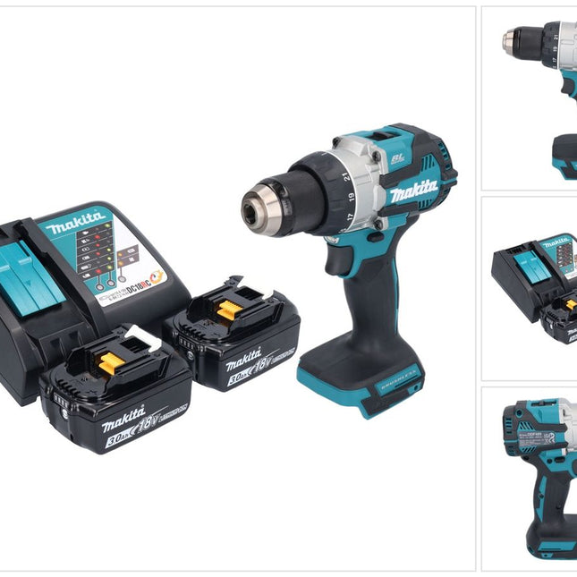 Makita DDF 489 RF cordless drill driver 18 V 73 Nm brushless + 2x rechargeable battery 3.0 Ah + charger