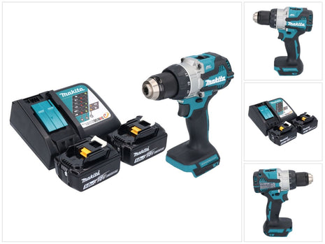 Makita DDF 489 RT taladro atornillador inalámbrico 18 V 73 Nm sin escobillas + 2 baterías 5,0 Ah + cargador