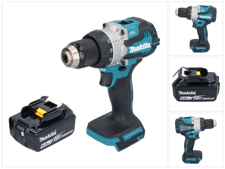 Makita DDF 489 G1 taladro atornillador inalámbrico 18 V 73 Nm sin escobillas + 1x batería 6,0 Ah - sin cargador