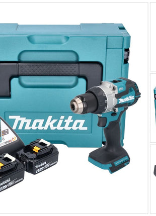 Makita DDF 489 RMJ taladro atornillador inalámbrico 18 V 73 Nm sin escobillas + 2 baterías 4,0 Ah + cargador + Makpac