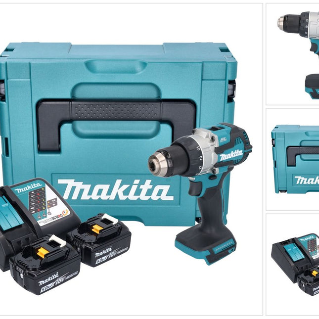 Makita DDF 489 RTJ Akku Bohrschrauber 18 V 73 Nm Brushless + 2x Akku 5,0 Ah + Ladegerät + Makpac