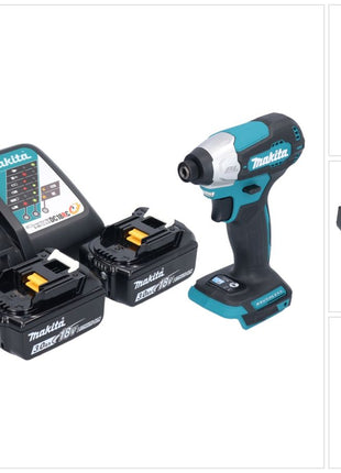 Makita DTD 157 RF Atornillador de impacto inalámbrico 18 V 140 Nm 1/4" sin escobillas + 2x baterías 3,0 Ah + cargador