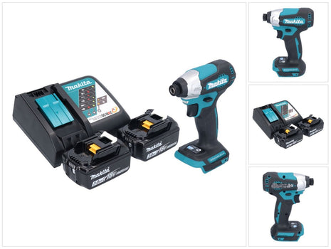 Makita DTD 157 RF Atornillador de impacto inalámbrico 18 V 140 Nm 1/4" sin escobillas + 2x baterías 3,0 Ah + cargador