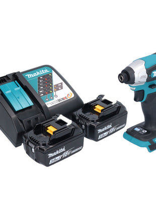 Makita DTD 157 RF Atornillador de impacto inalámbrico 18 V 140 Nm 1/4" sin escobillas + 2x baterías 3,0 Ah + cargador