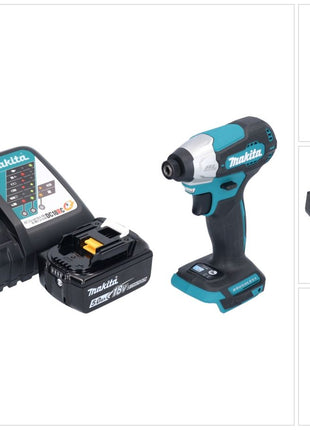 Makita DTD 157 RT1 Atornillador de impacto inalámbrico 18 V 140 Nm 1/4" sin escobillas + 1x batería 5,0 Ah + cargador