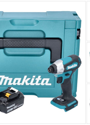 Makita DTD 157 F1J Llave de impacto a batería 18 V 140 Nm 1/4" sin escobillas + 1x batería 3,0 Ah + Makpac - sin cargador