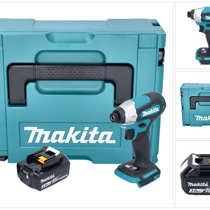 Makita DTD 157 F1J Akku Schlagschrauber 18 V 140 Nm 1/4" Brushless + 1x Akku 3,0 Ah + Makpac - ohne Ladegerät