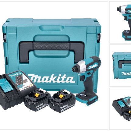 Makita DTD 157 RMJ cordless impact wrench 18 V 140 Nm 1/4" brushless + 2x rechargeable battery 4.0 Ah + charger + Makpac