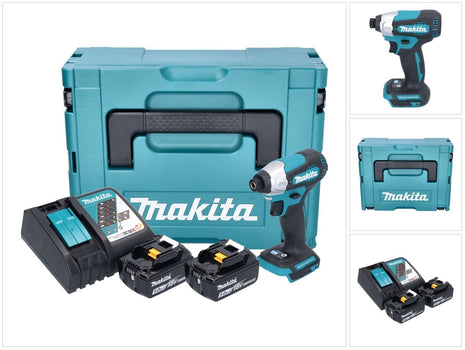 Makita DTD 157 RTJ Clé à choc sans fil 18 V 140 Nm 1/4'' Brushless + 2x batterie 5,0 Ah + chargeur + Makpac