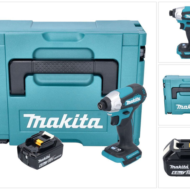 Makita DTD 157 G1J cordless impact wrench 18 V 140 Nm 1/4" brushless + 1x rechargeable battery 6.0 Ah + Makpac - without charger