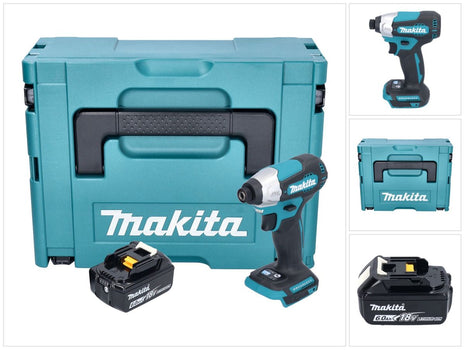 Makita DTD 157 G1J Clé à choc sans fil 18 V 140 Nm 1/4'' Brushless + 1x batterie 6,0 Ah + Makpac - sans chargeur