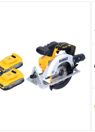 Sierra circular a batería DeWalt DCS 565 E2 18 V 165 mm sin escobillas + 2x batería Powerstack 1,7 Ah + cargador