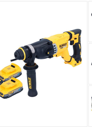 Martillo combinado a batería DeWalt DCH 263 E2 18 V 3 J SDS Plus Brushless + 2x batería Powerstack 1,7 Ah + cargador