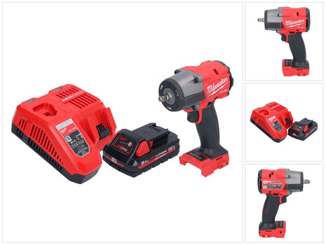 Milwaukee M18 FMTIW2F38-301 Akumulatorowy klucz udarowy 18 V 745 Nm 3/8" bezszczotkowy + 1x akumulator 3,0 Ah + ładowarka