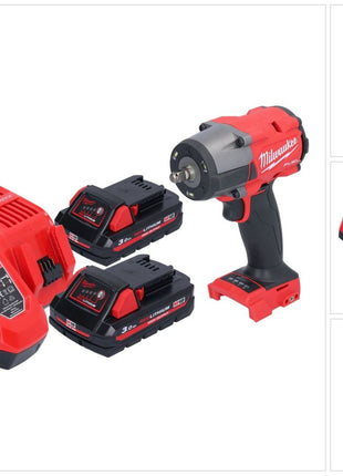 Milwaukee M18 FMTIW2F38-302 Akumulatorowy klucz udarowy 18 V 745 Nm 3/8" bezszczotkowy + 2x akumulator 3,0 Ah + ładowarka