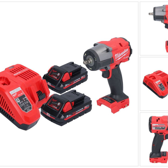 Milwaukee M18 FMTIW2F38-302 Llave de impacto sin cable 18 V 745 Nm 3/8" sin escobillas + 2x batería recargable 3.0 Ah + cargador