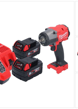 Milwaukee M18 FMTIW2F38-502 llave de impacto inalámbrica 18 V 745 Nm 3/8" sin escobillas + 2x batería 5,0 Ah + cargador