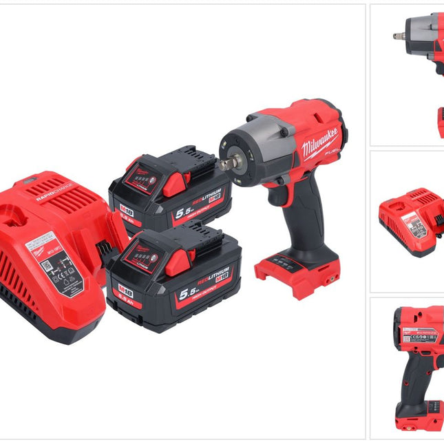 Milwaukee M18 FMTIW2F38-552 Llave de impacto sin cable 18 V 745 Nm 3/8" sin escobillas + 2x batería recargable 5,5 Ah + cargador