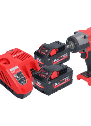 Milwaukee M18 FMTIW2F38-552 clé à chocs sans fil 18 V 745 Nm 3/8'' sans balais + 2x batterie 5,5 Ah + kit chargeur